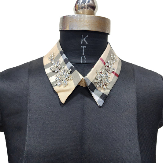 Skin color Fancy Stonework collar with back button