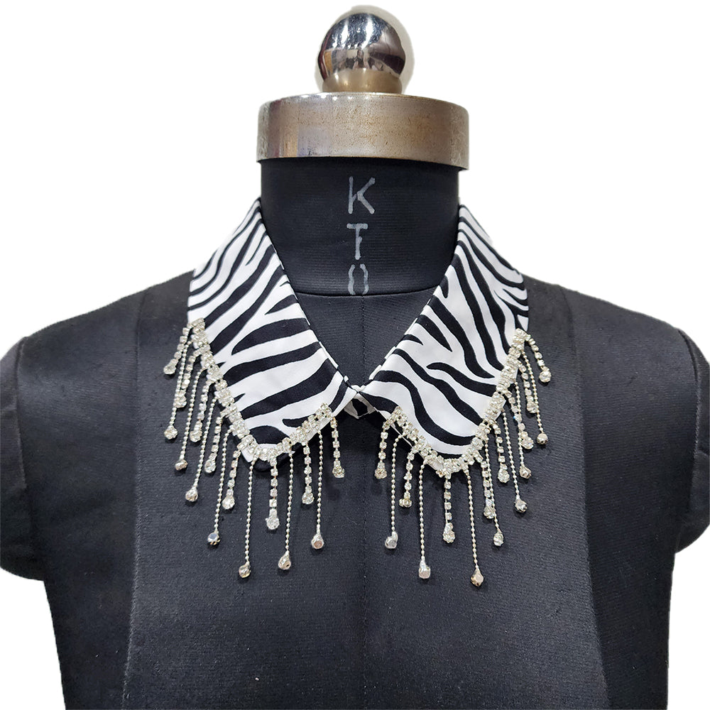 Black, White Fancy Stonework Collars with back button