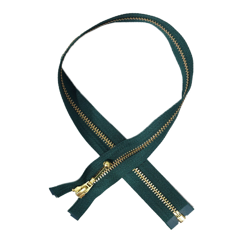 Bottle Green Color Ykk Zip 20 25 inches with golden chain