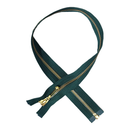 Bottle Green Color Ykk Zip 20 25 inches with golden chain