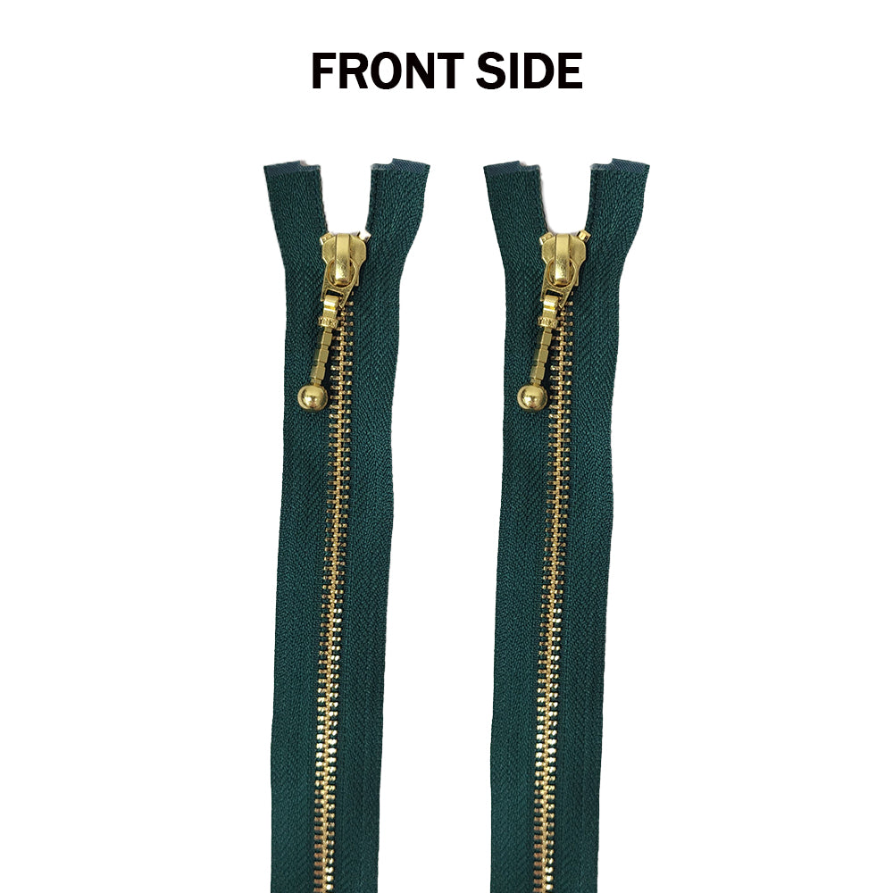 Bottle Green Color Ykk Zip 20 25 inches with golden chain
