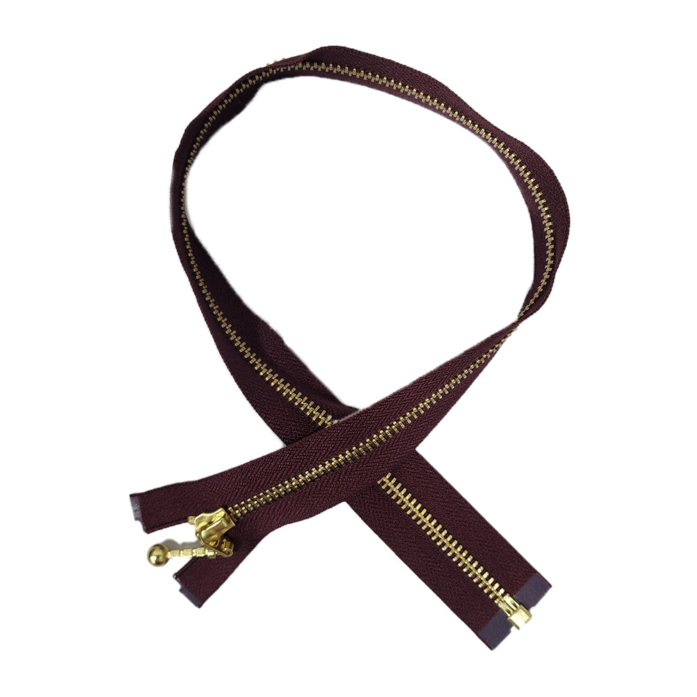 Wine Color Ykk Zip 20" 25 inches with golden chain