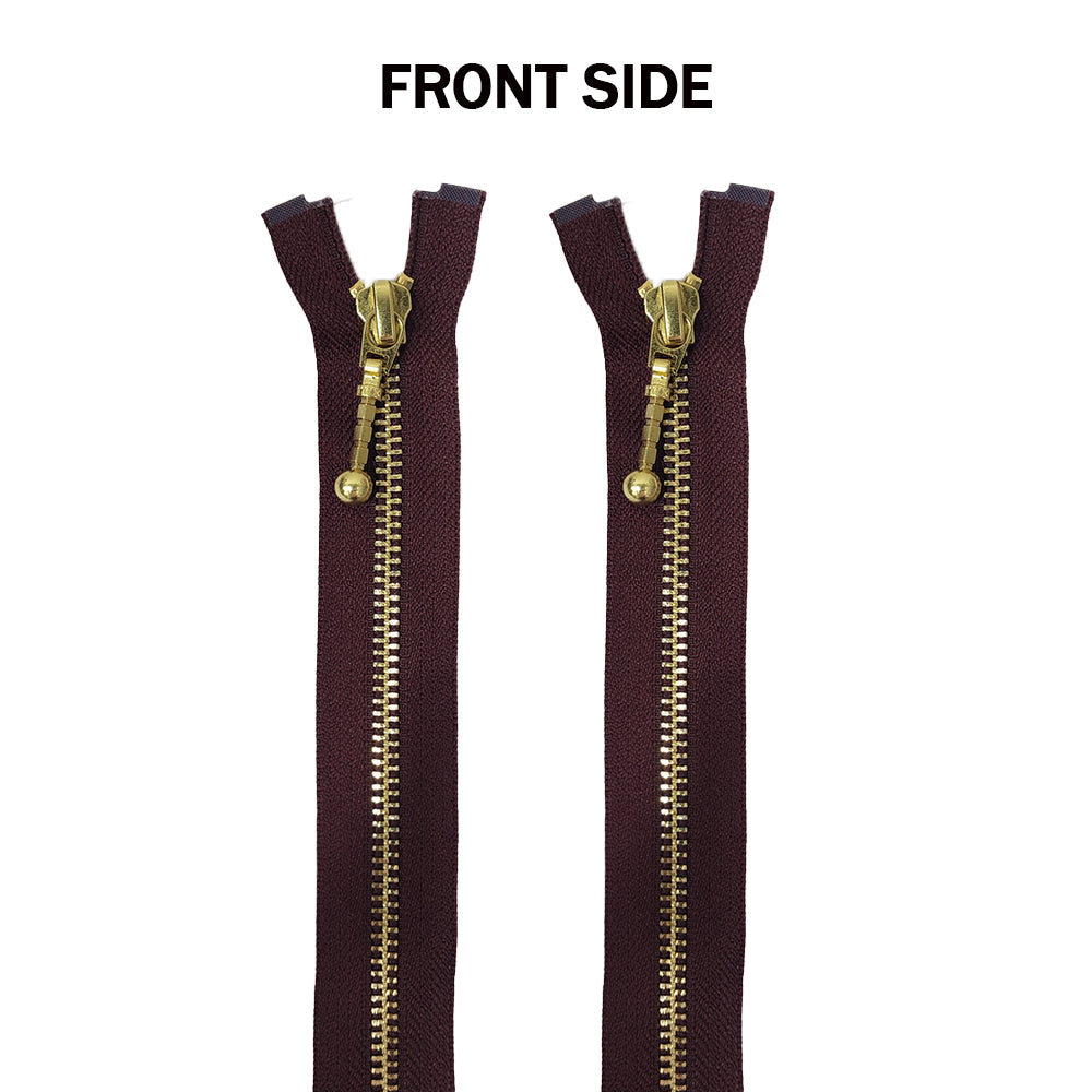 Wine Color Ykk Zip 20" 25 inches with golden chain