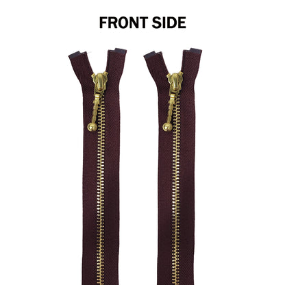 Wine Color Ykk Zip 20" 25 inches with golden chain