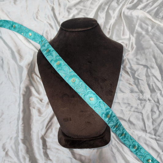 Aqua Blue Sequin Flower Border