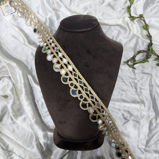 Cutwork Golden Dori Mirror Work Lace Border