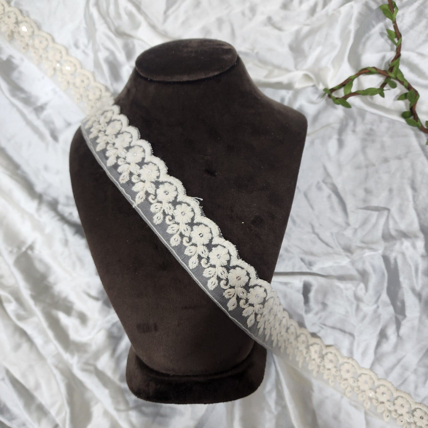 Designer Chikankari Floral Sequins Net Lace