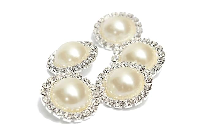 Designer Stonework Pearl Buttons Silver Base