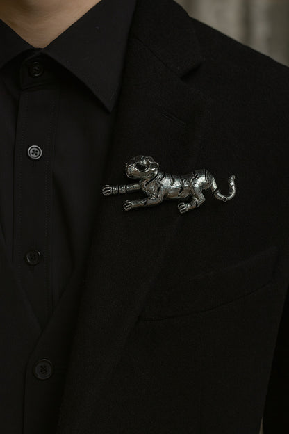 Silver color Leopard Shaped Brooch