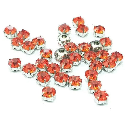 Sew On Rhinestone Softy Chaton's in Flat Back Metal Setting 6mm