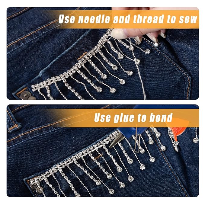 Rhinestone Tassel Chain Irregular Style Diamond Crystal Long Trim
