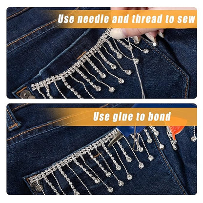 Rhinestone Tassel Chain Irregular Style Diamond Crystal Long Trim