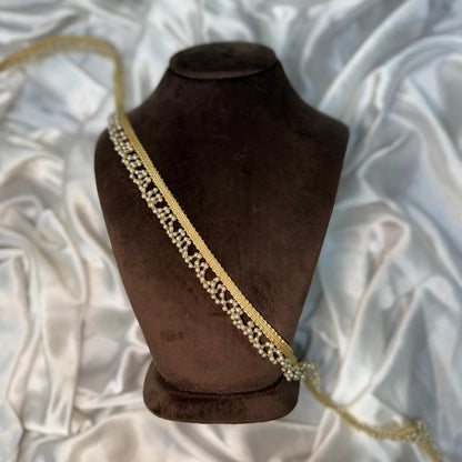 Designer Gold & Pearl work Lace Border