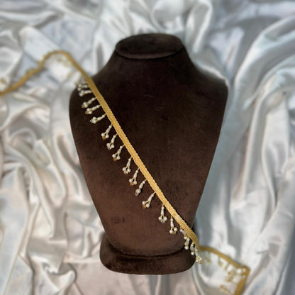 Gold and white Pearl Fringe Lace