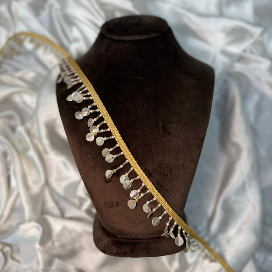 Gold Border with Silver Hanging Coin Lace