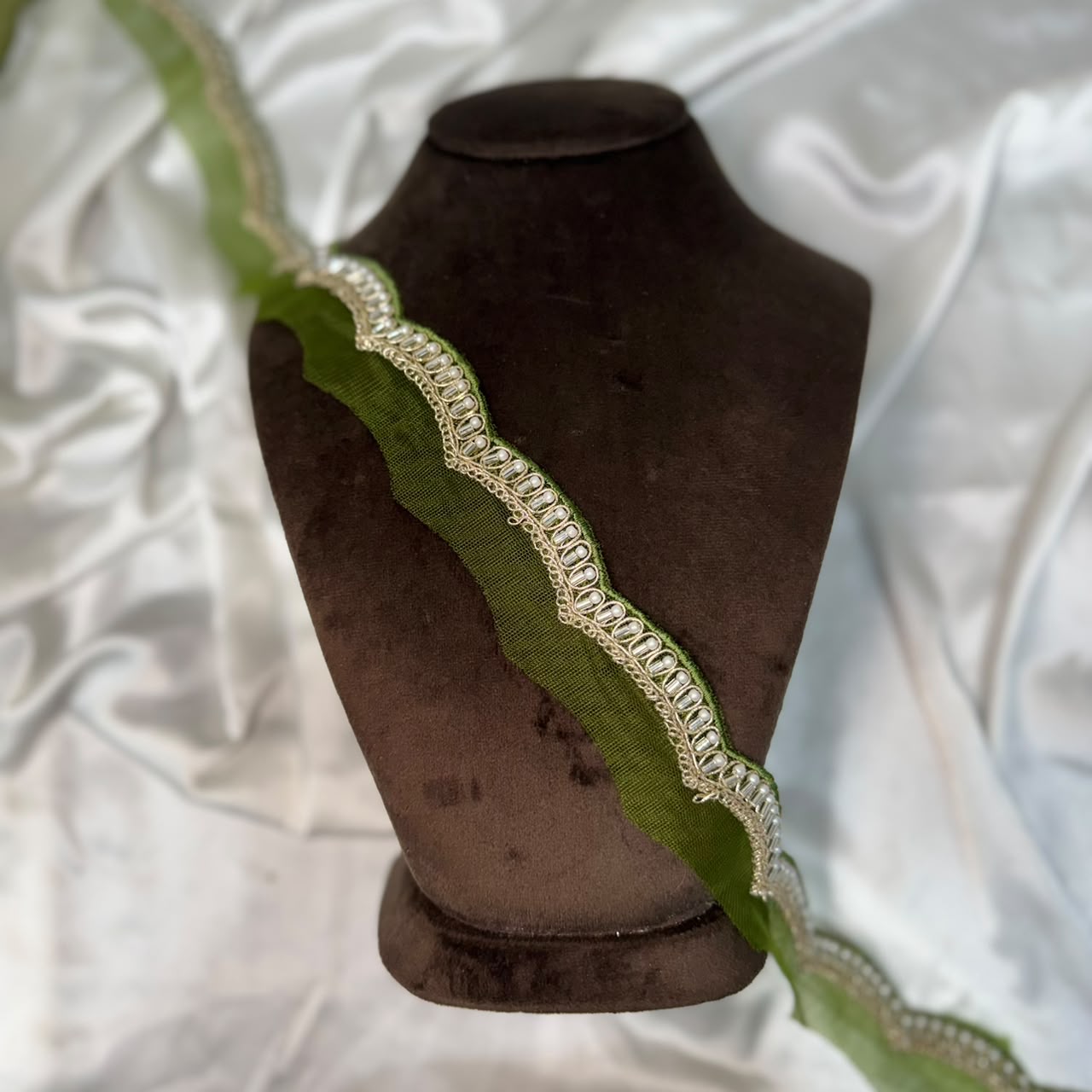 Designer Embroidered Lace with Pearl Work