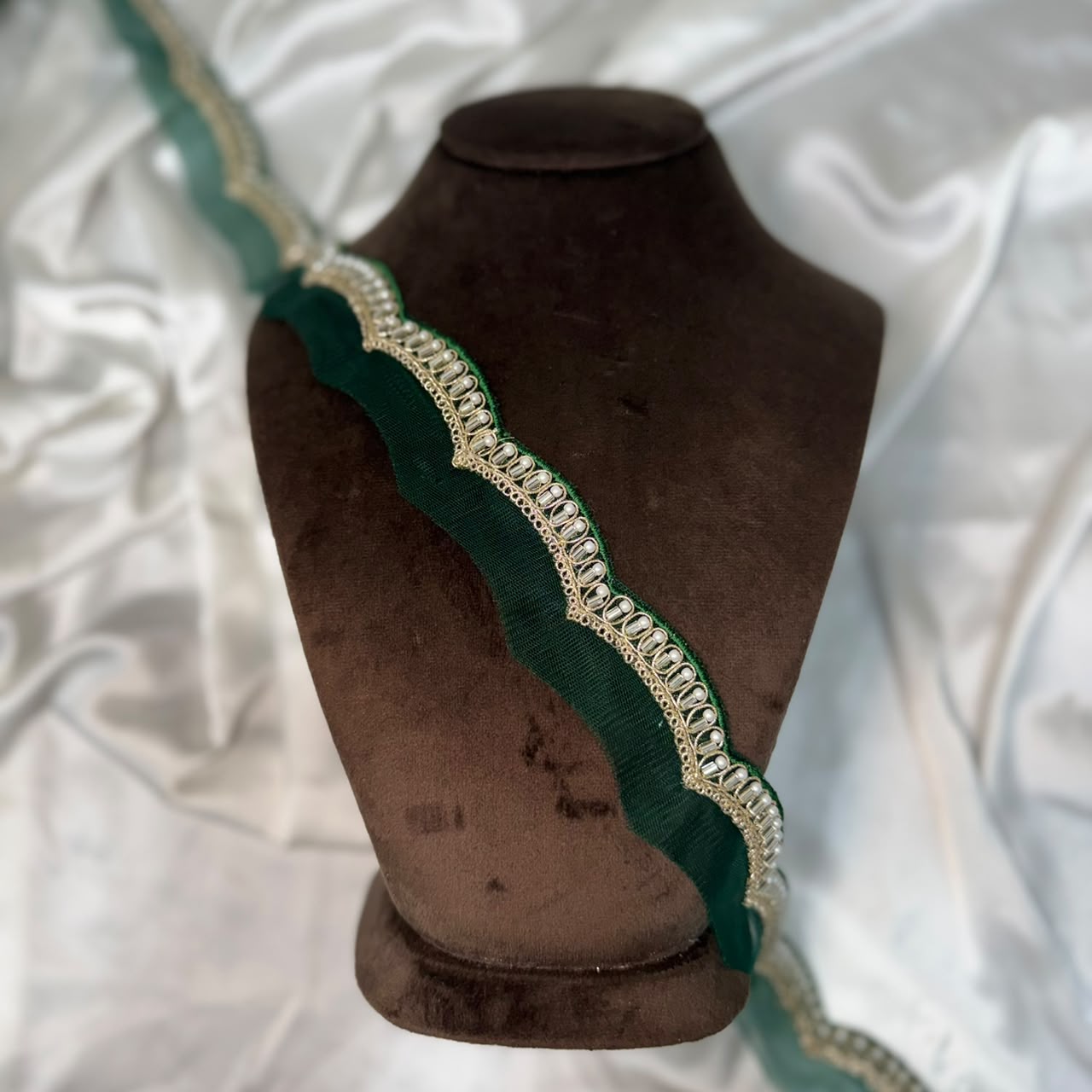 Designer Embroidered Lace with Pearl Work