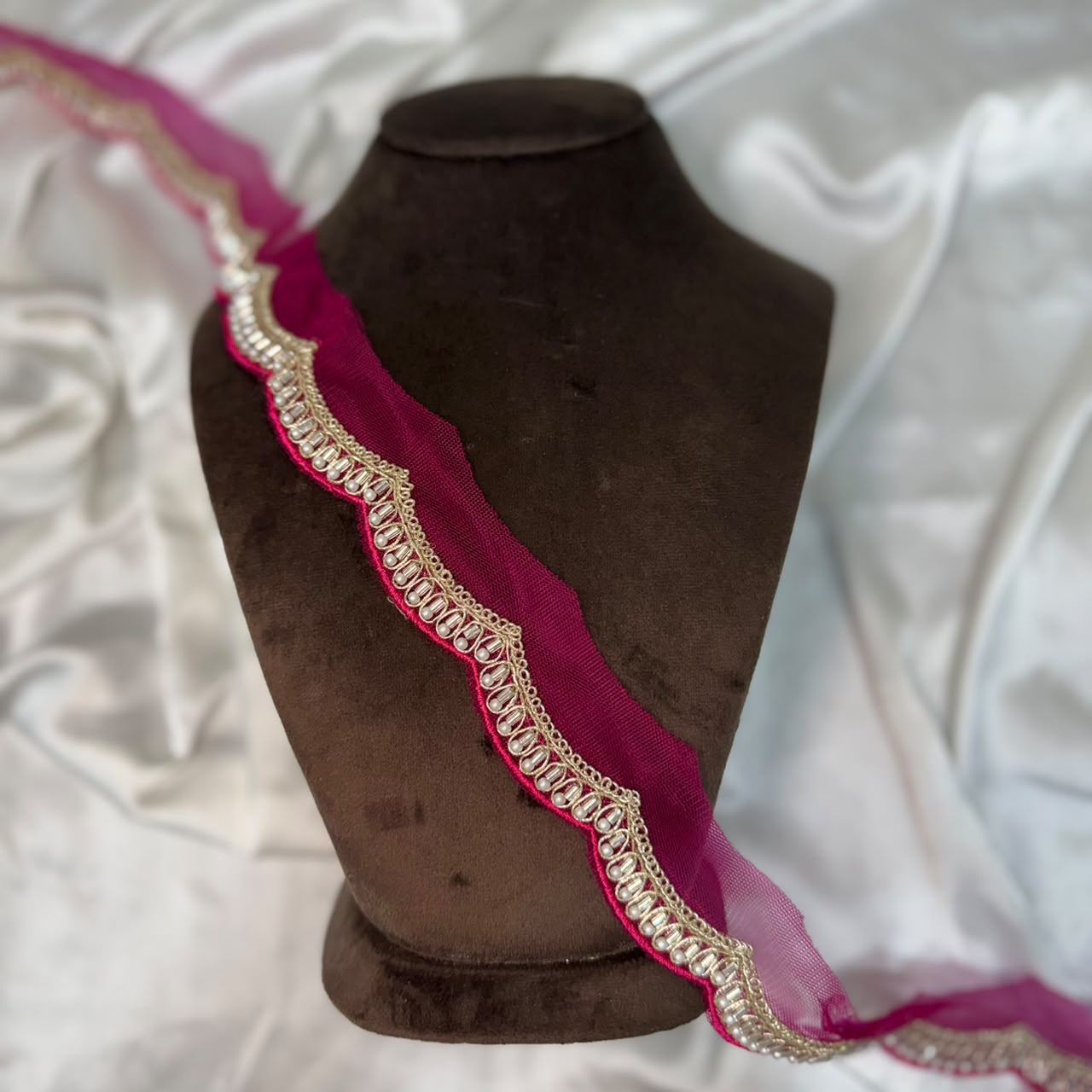 Designer Embroidered Lace with Pearl Work