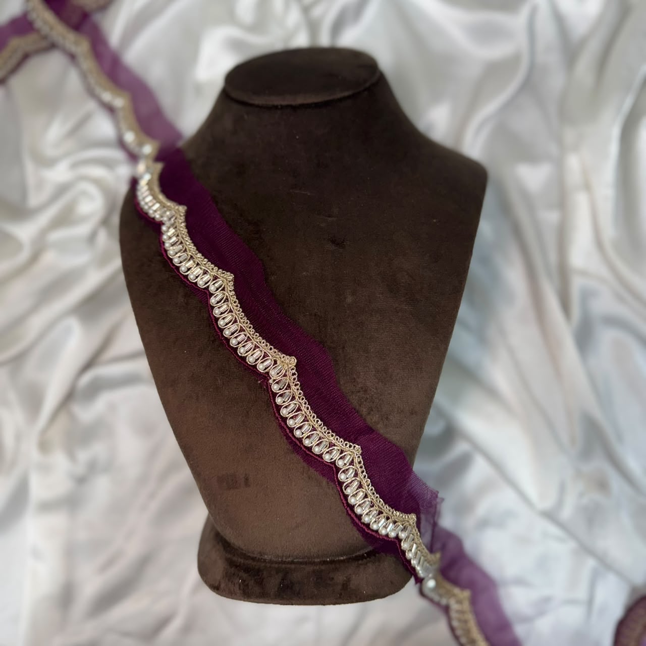 Designer Embroidered Lace with Pearl Work