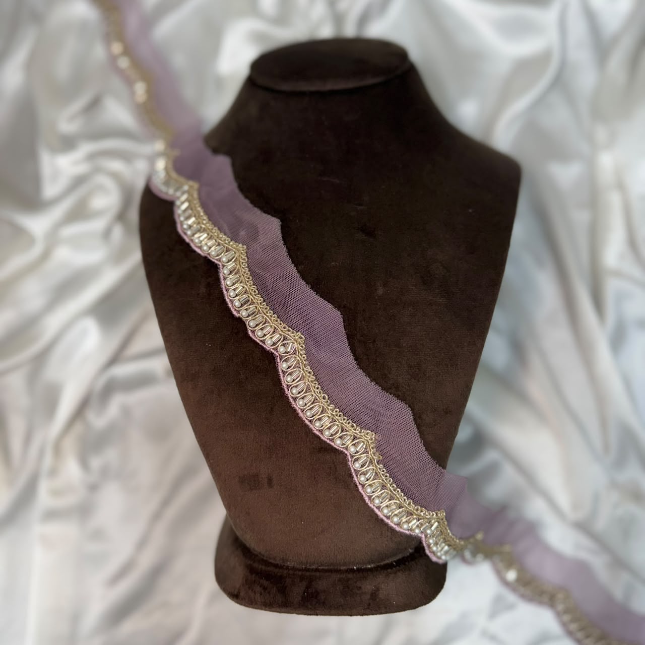 Designer Embroidered Lace with Pearl Work