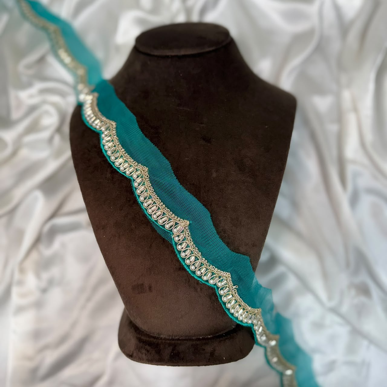 Designer Embroidered Lace with Pearl Work