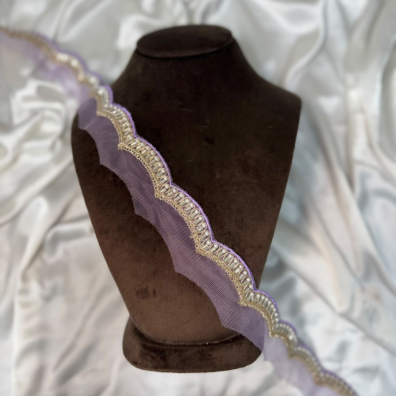 Designer Embroidered Lace with Pearl Work