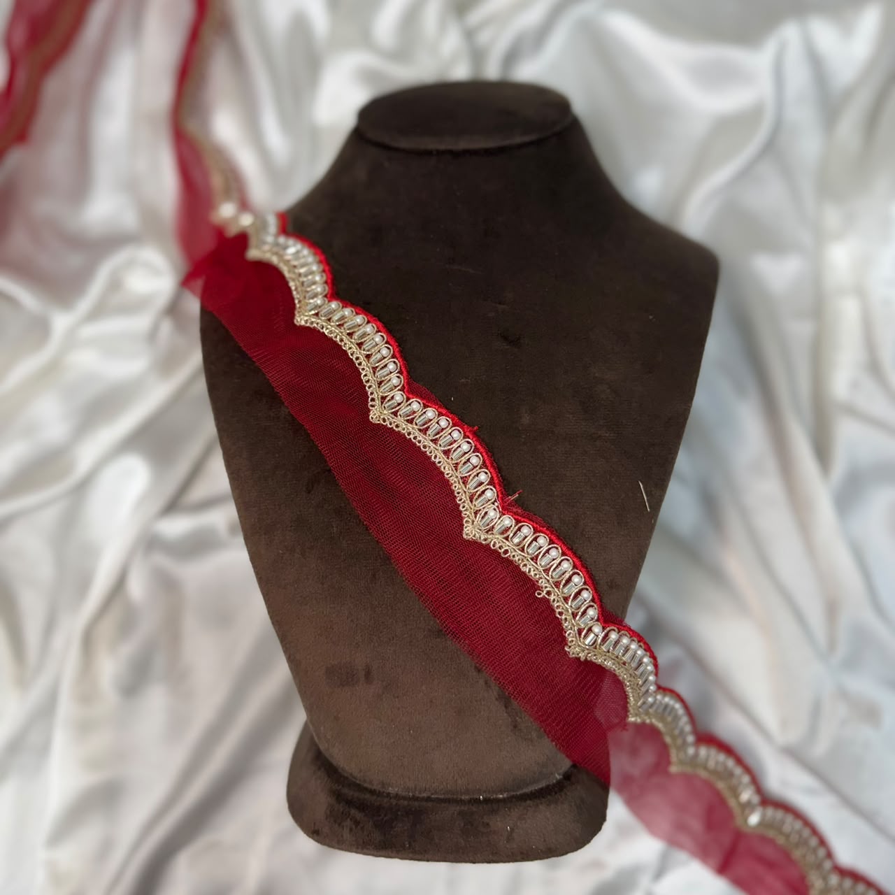 Designer Embroidered Lace with Pearl Work