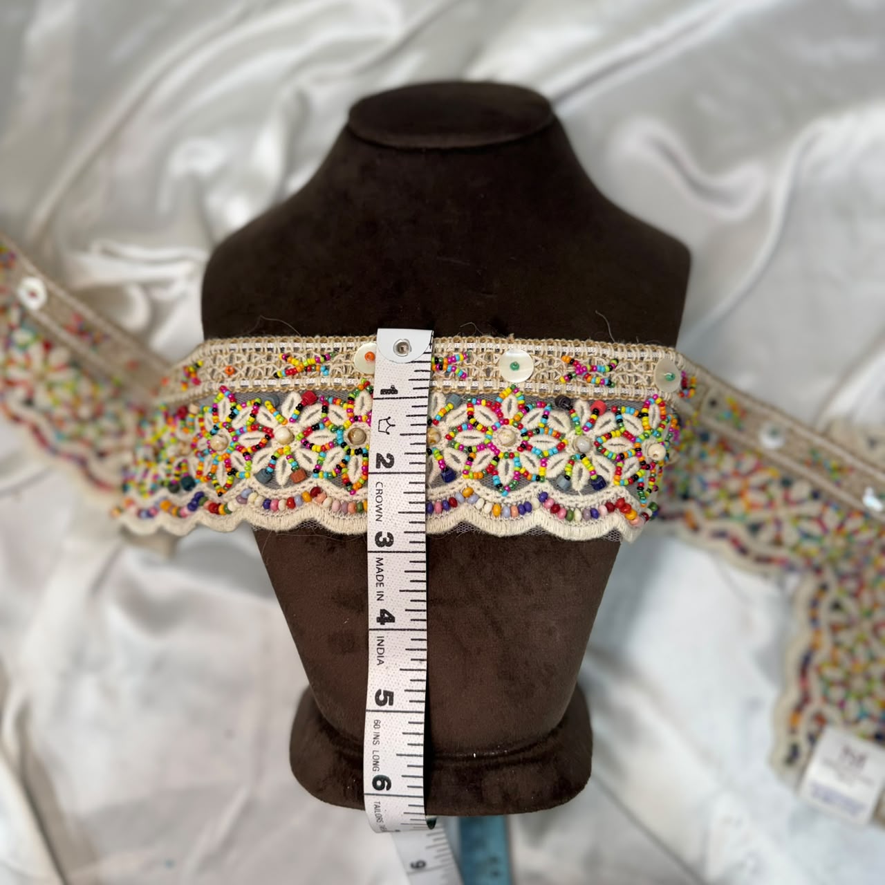 Multicolor Floral Beaded Embroidered Lace Trim