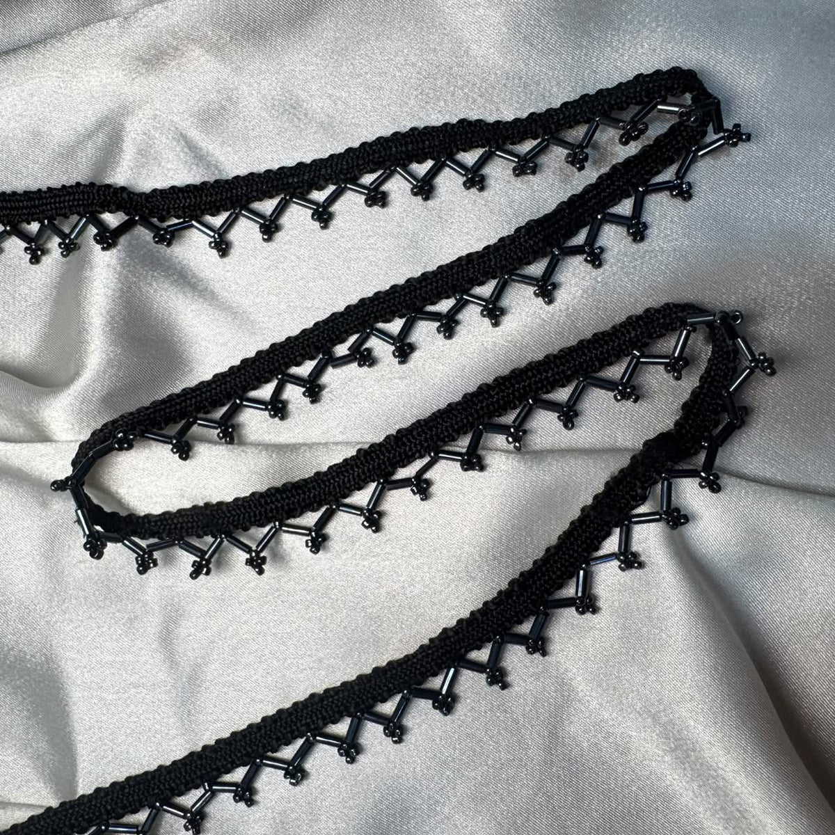 Black Beaded Handwork Lace Border