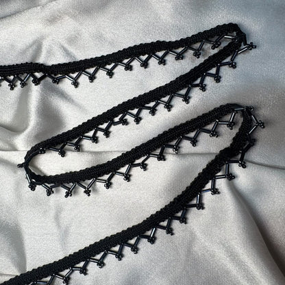 Black Beaded Handwork Lace Border