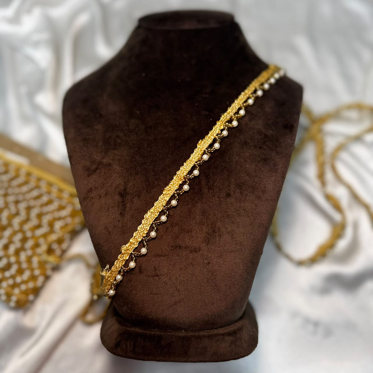 Intricate Pearl Bead Lace Trim