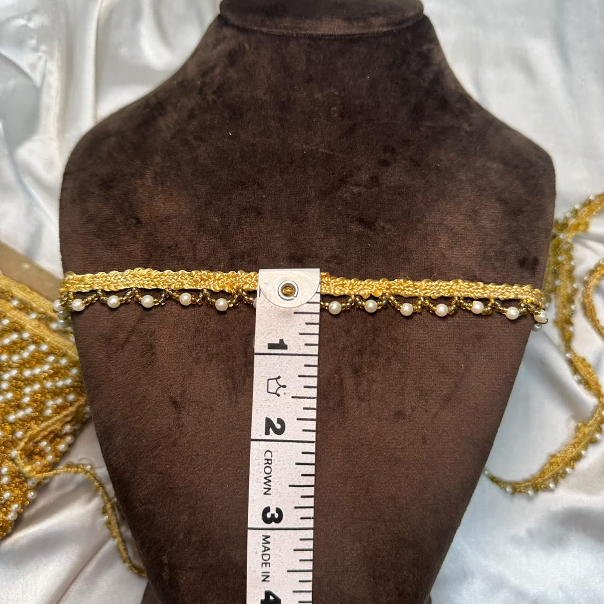 Intricate Pearl Bead Lace Trim