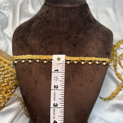 Intricate Pearl Bead Lace Trim