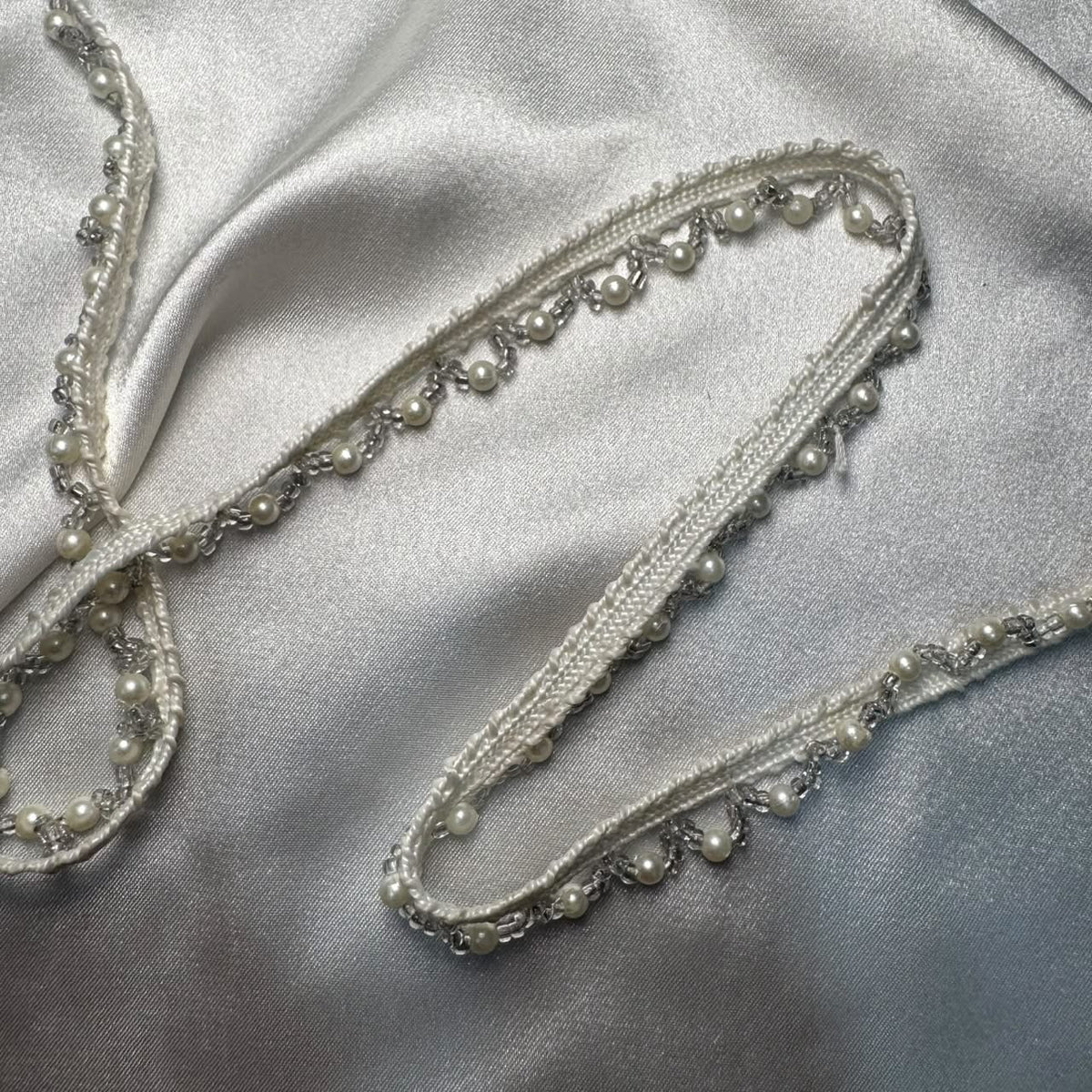 Intricate Pearl Bead Lace Trim
