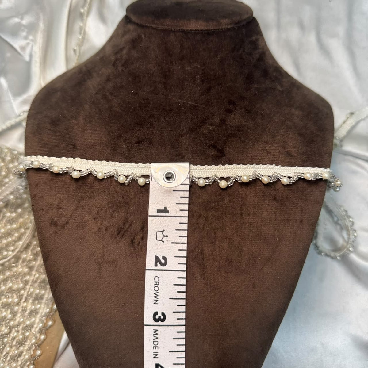 Intricate Pearl Bead Lace Trim