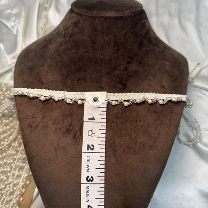Intricate Pearl Bead Lace Trim