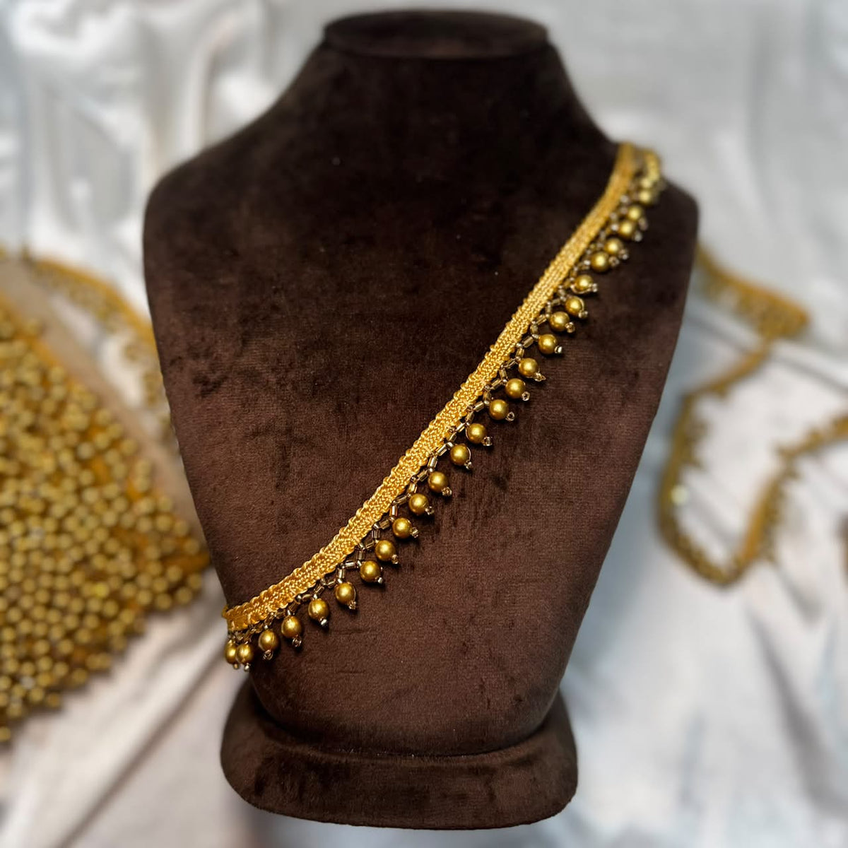 Designer Hanging Bead Handwork Lace