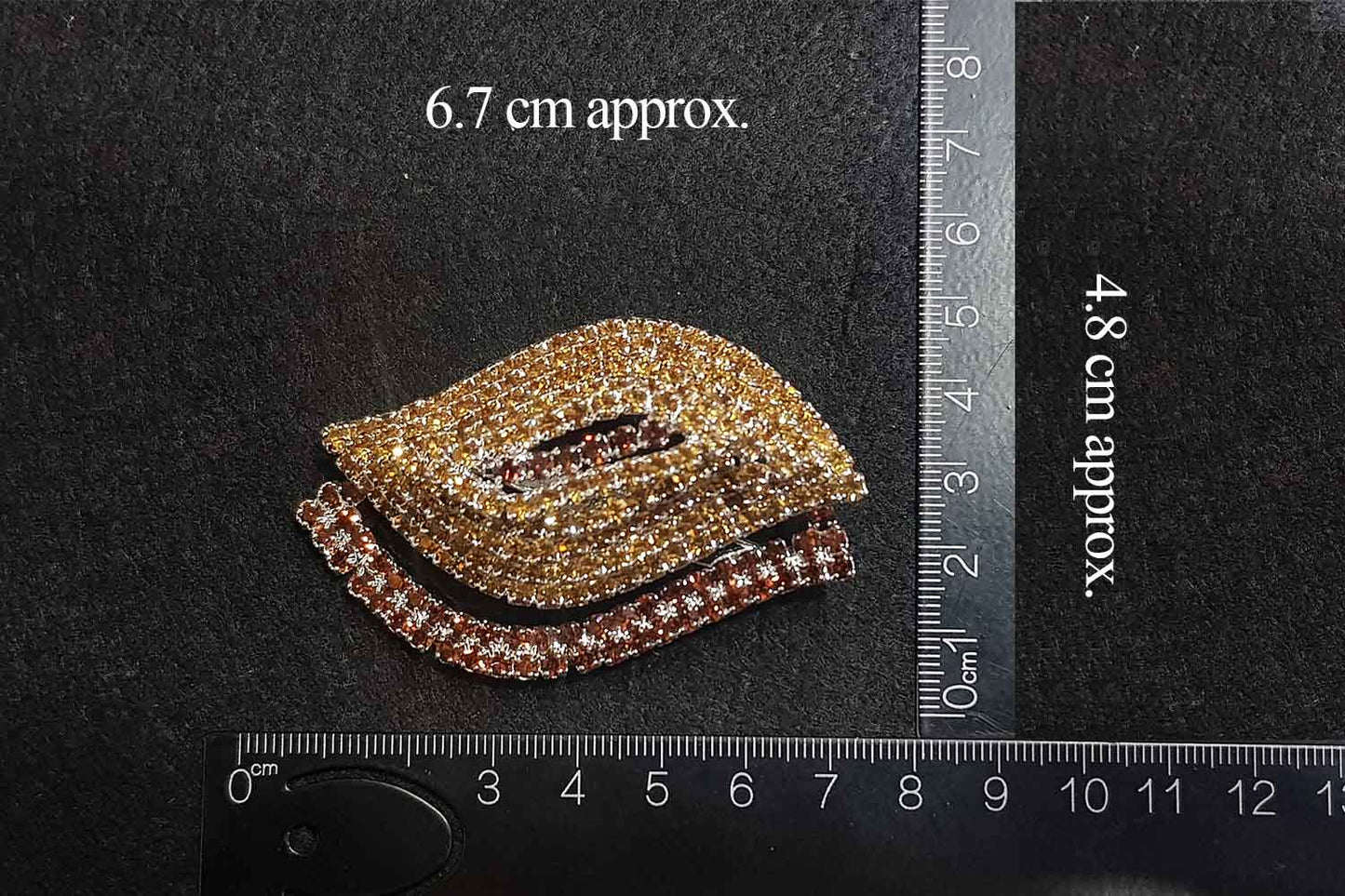 Gorgeous Golden Red Stonework Brooch with Back Pin