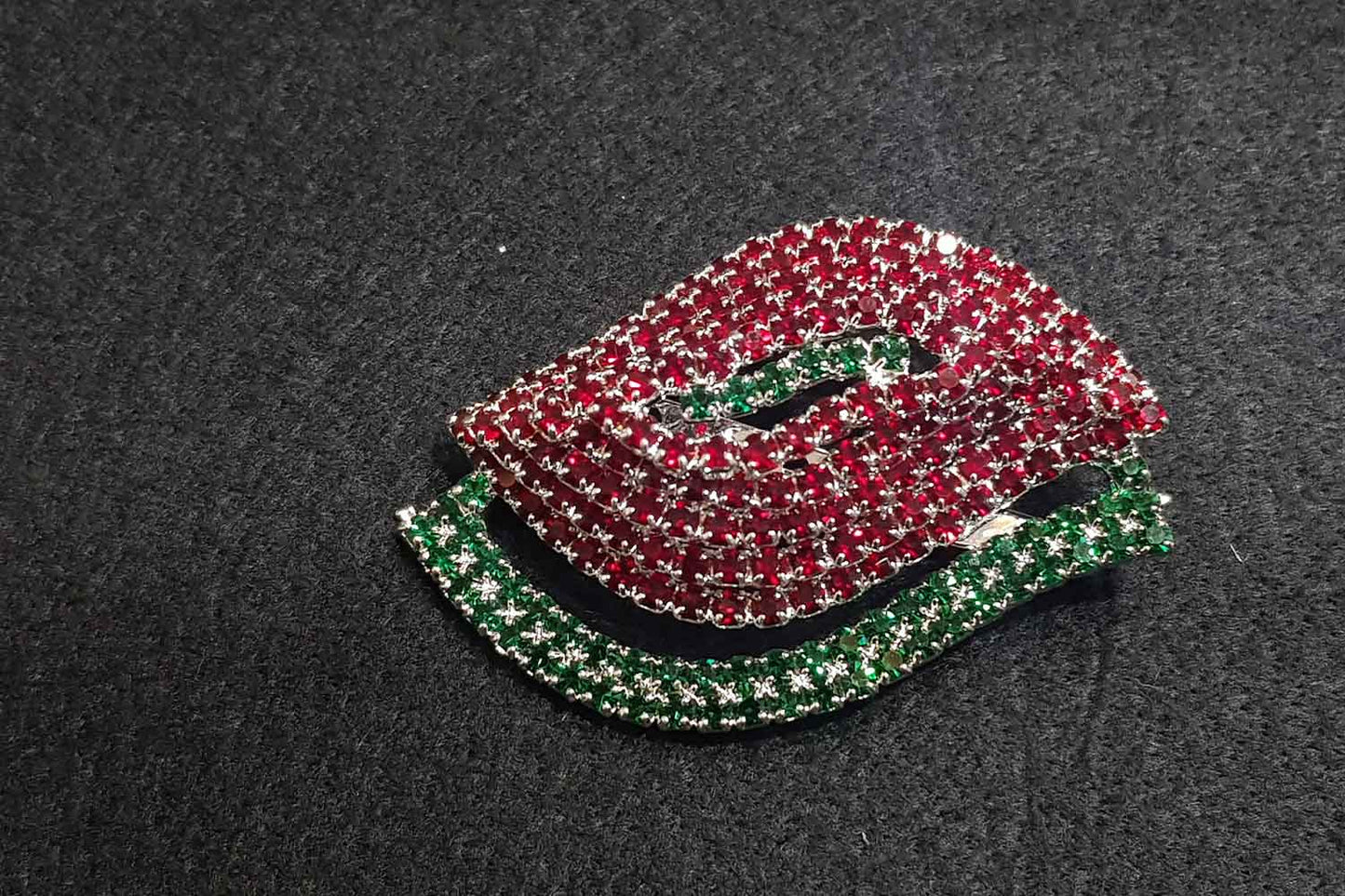 Gorgeous Red Green Stonework Brooch with Back Pin