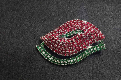 Gorgeous Red Green Stonework Brooch with Back Pin