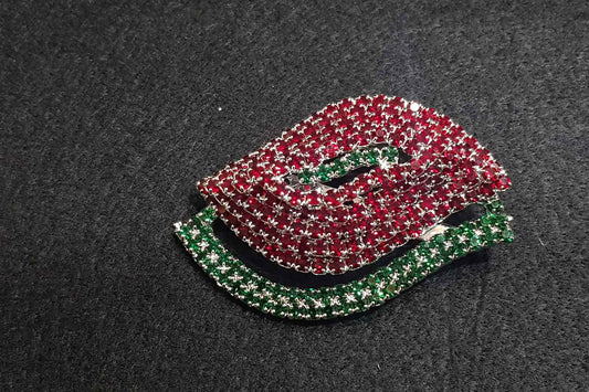 Gorgeous Red Green Stonework Brooch with Back Pin