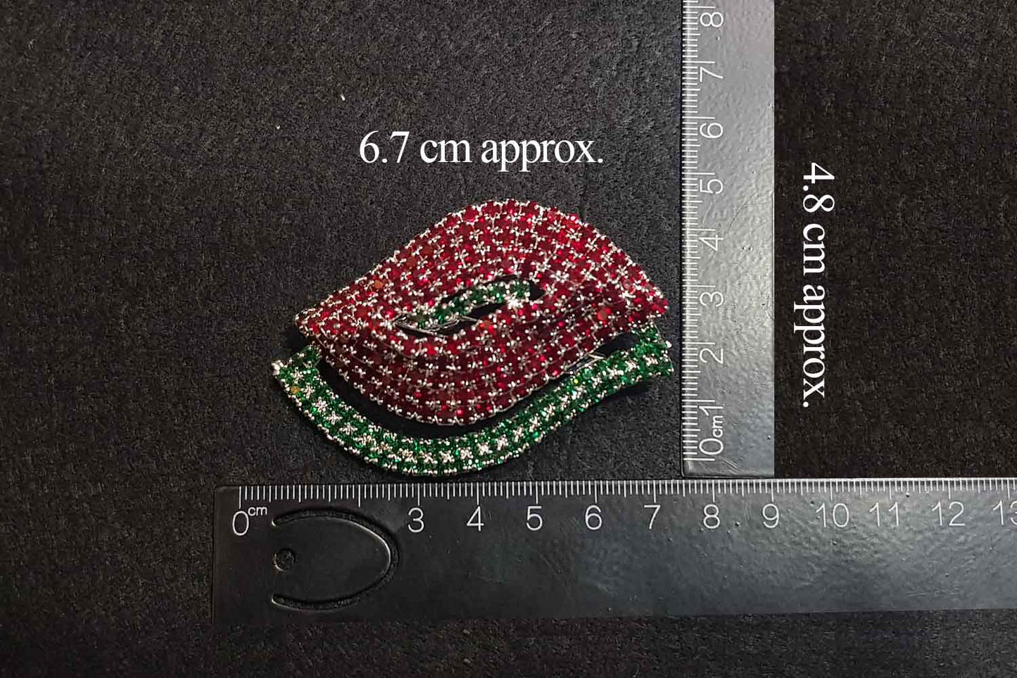 Gorgeous Red Green Stonework Brooch with Back Pin