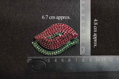 Gorgeous Red Green Stonework Brooch with Back Pin