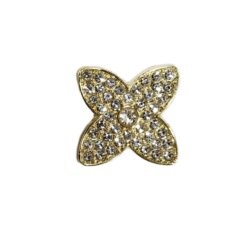 Golden Silver stonework Flower Brooch Lapel Pin with back pin
