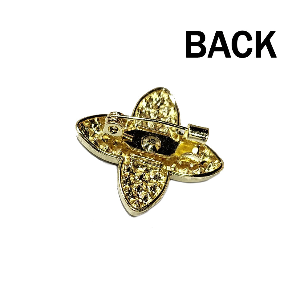 Golden Silver stonework Flower Brooch Lapel Pin with back pin
