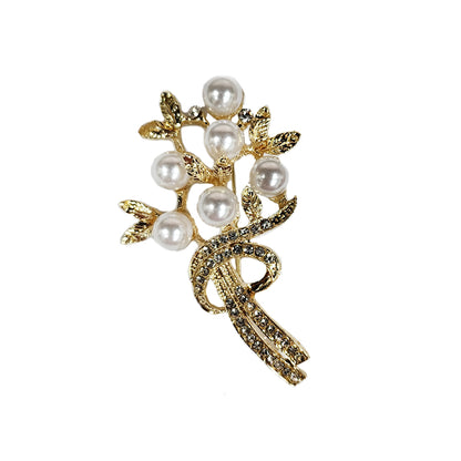 Pearls and Stonework Designer Brooch Lapel Pin Package of 1 piece