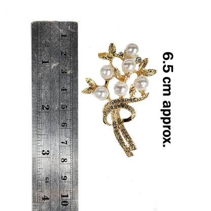 Pearls and Stonework Designer Brooch Lapel Pin Package of 1 piece