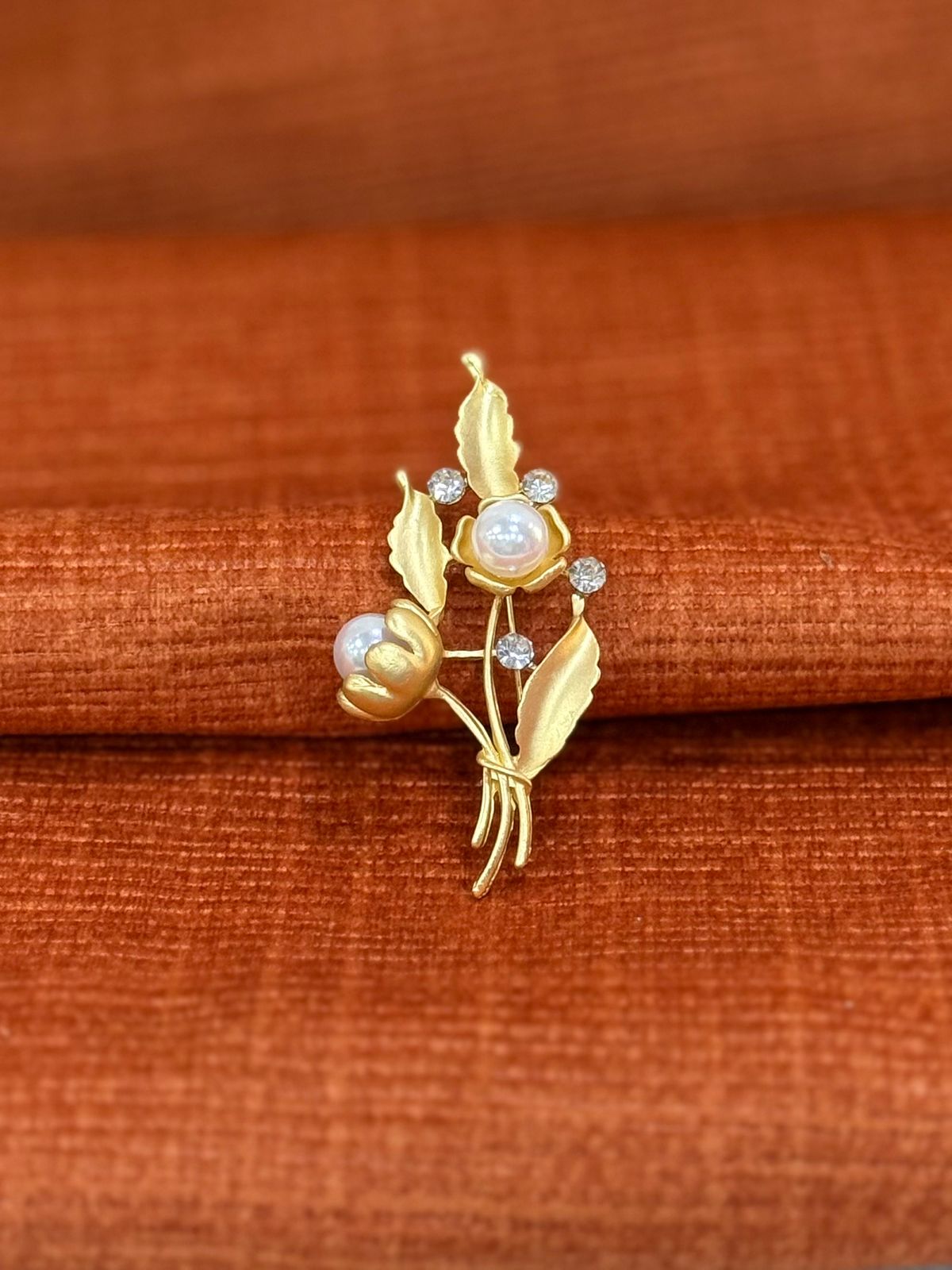 Pearl work Leafy Designer Brooch Lapel Pin Package of 1 piece