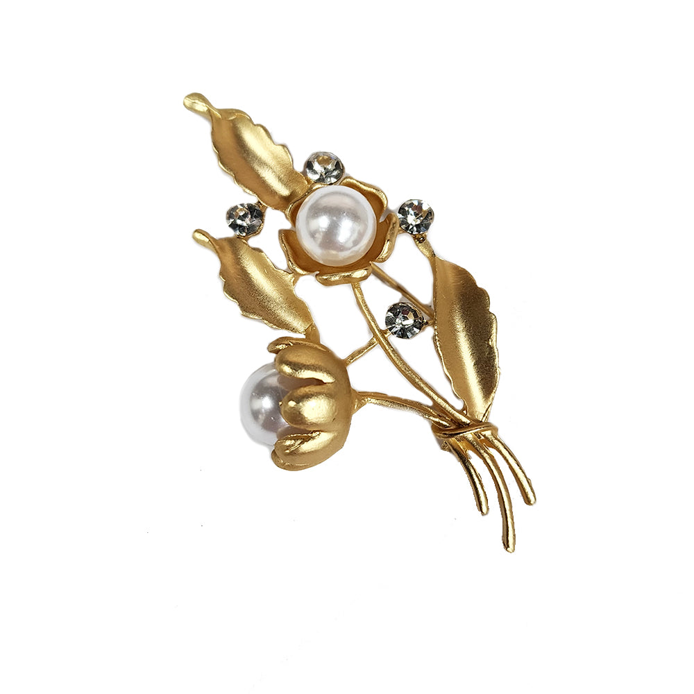 Pearl work Leafy Designer Brooch Lapel Pin Package of 1 piece