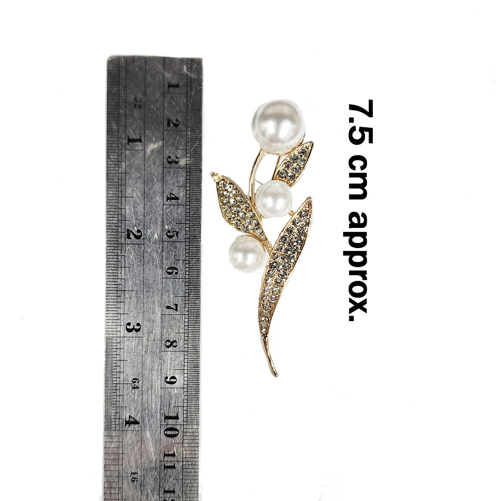 Stone and Pearl work Designer Brooch Lapel Pin Package of 1 piece